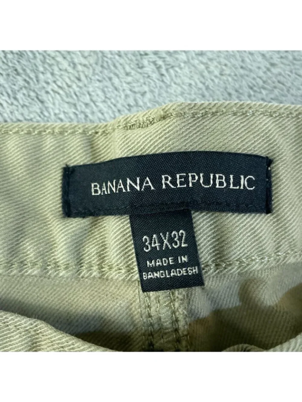 Banana Republic Men's Size 34x32 Slim-Fit Khaki Cotton 5 Pocket Pants